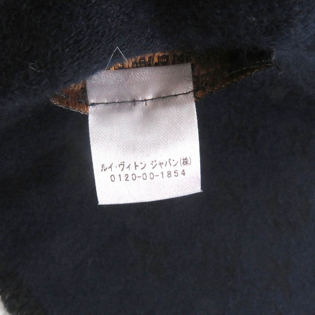 Great LOUIS VUITTON Scarf Monogram all-over Black navy cashmere mens M71615