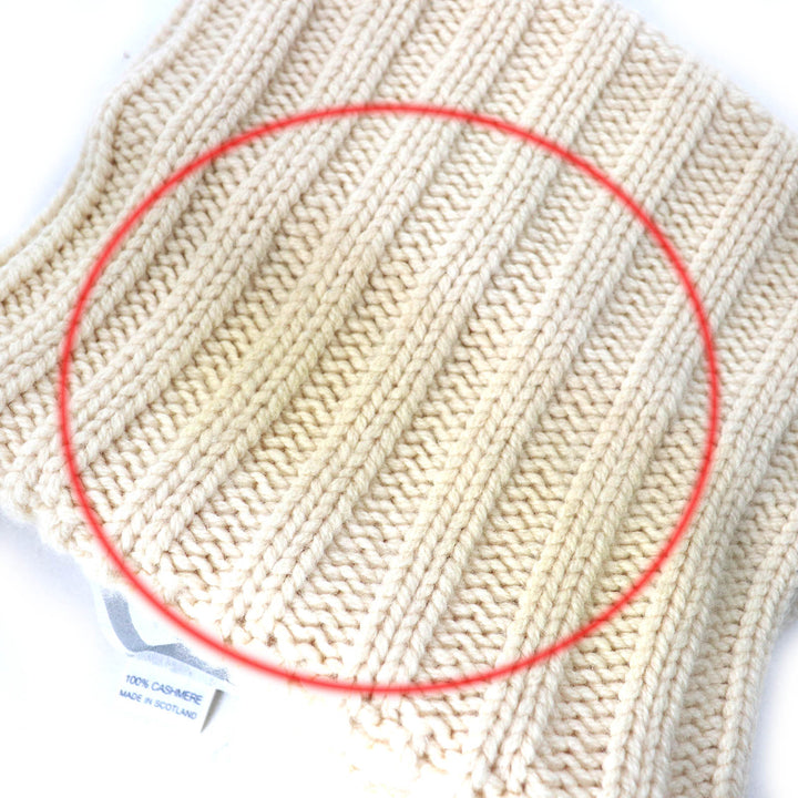 Very Good CHANEL Knit cap COCO Mark Plate Knit Hat Ivory cashmere Women