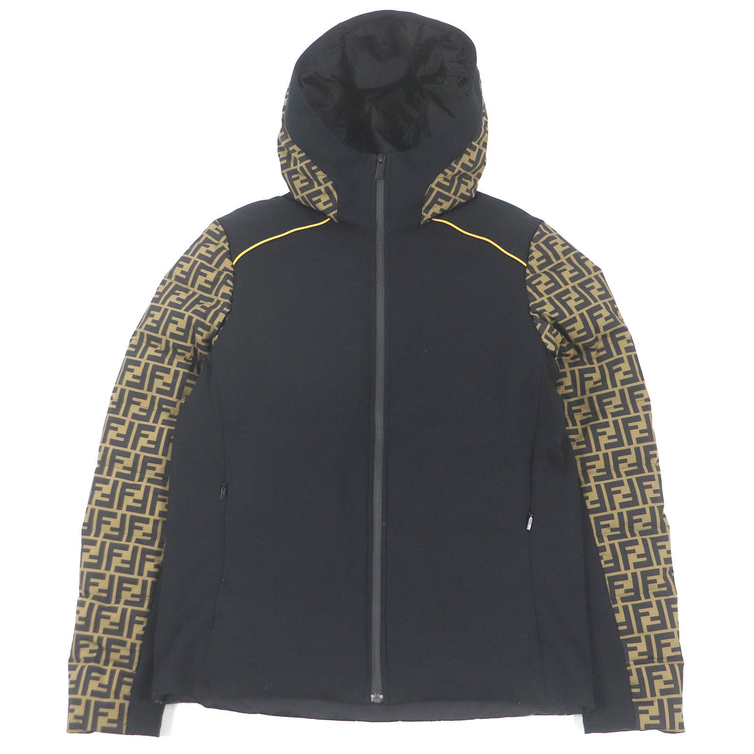 Great FENDI Down jacket FF logo Zucca material switching Brown black mens 46 FAA641