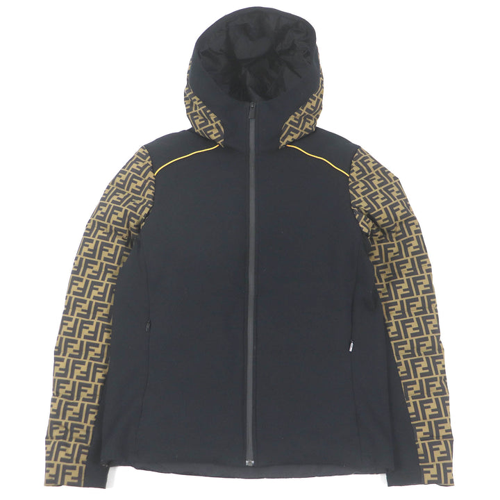 Great FENDI Down jacket FF logo Zucca material switching Brown black mens 46 FAA641
