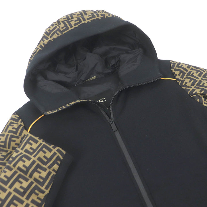Great FENDI Down jacket FF logo Zucca material switching Brown black mens 46 FAA641