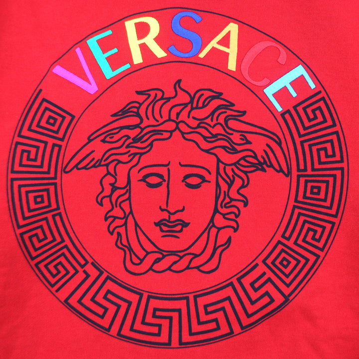 Great VERSACE hoodie Medusa Print Logo Embroidered Hoodie Pullover Red cotton mens S