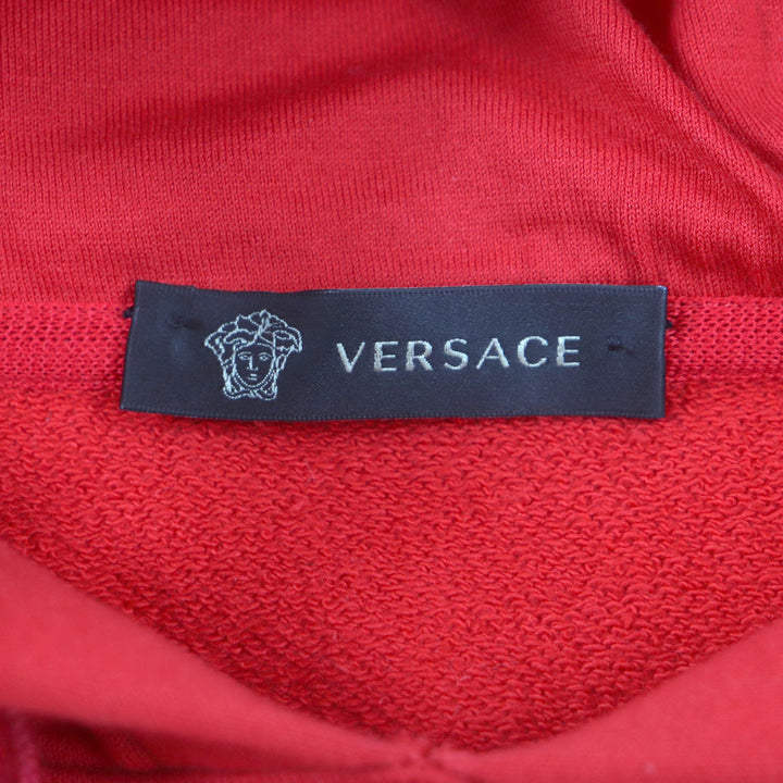 Great VERSACE hoodie Medusa Print Logo Embroidered Hoodie Pullover Red cotton mens S