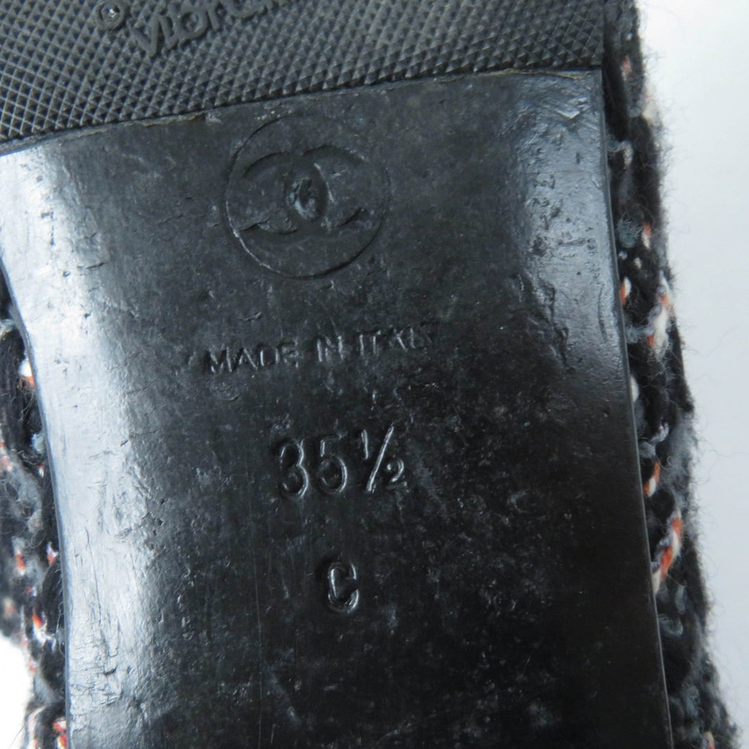 Great CHANEL Knee-high boots COCO Mark Back Zip Tweed multicolor Women 35.5 G27884