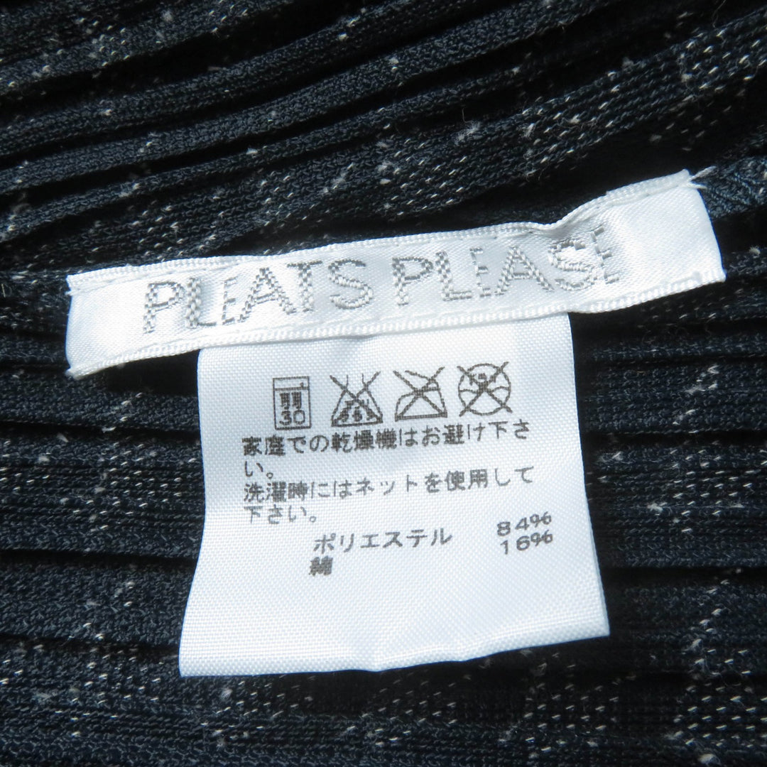 Great PLEATS PLEASE one piece Houndstooth Pattern V-Neck Charcoal gray 3 PP53-JT626
