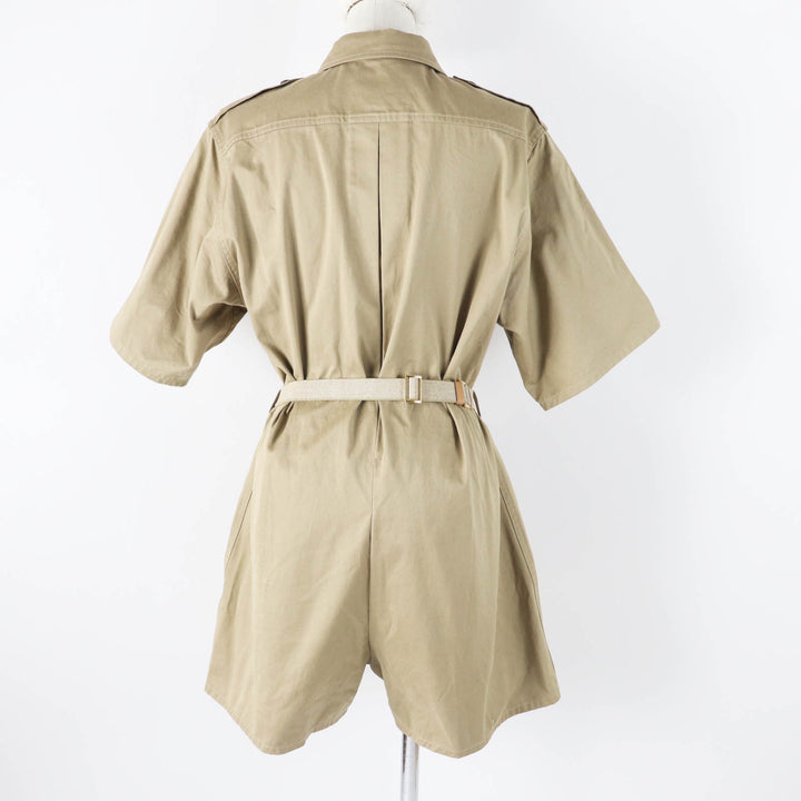 Excellent PRADA Tsunagi Triangle logo belted short sleeve all-in-one/Women 36