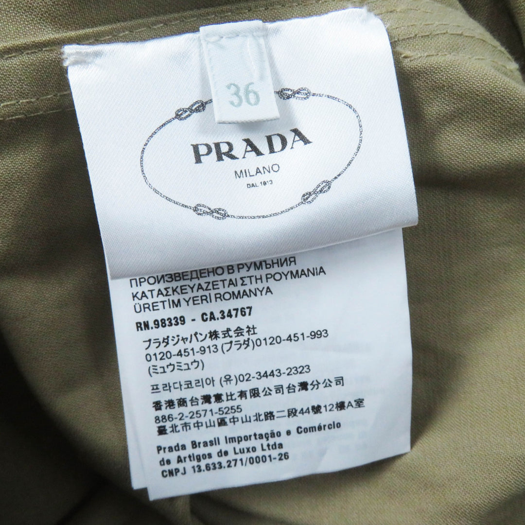 Excellent PRADA Tsunagi Triangle logo belted short sleeve all-in-one/Women 36