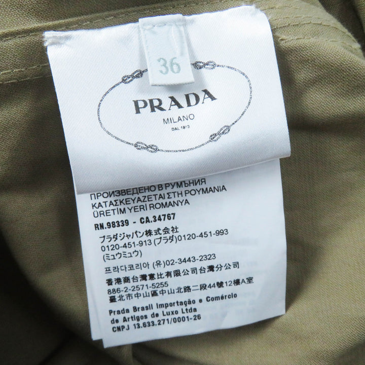 Excellent PRADA Tsunagi Triangle logo belted short sleeve all-in-one/Women 36