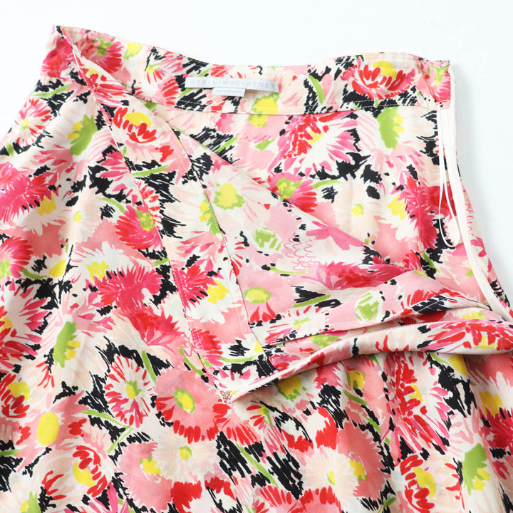 Excellent Stella McCartney flare skirt Floral Print Long Pink silk Women 34