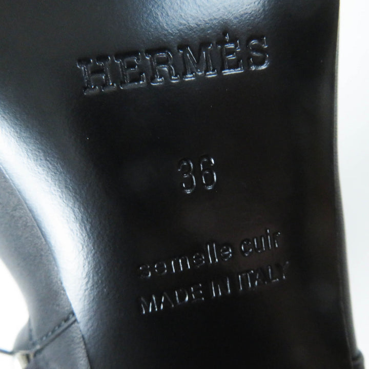Pristine HERMES short boots Oh Mage H buckle black leather Women 36
