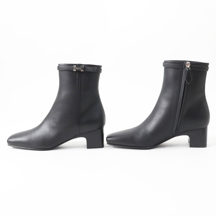 Pristine HERMES short boots Oh Mage H buckle black leather Women 36
