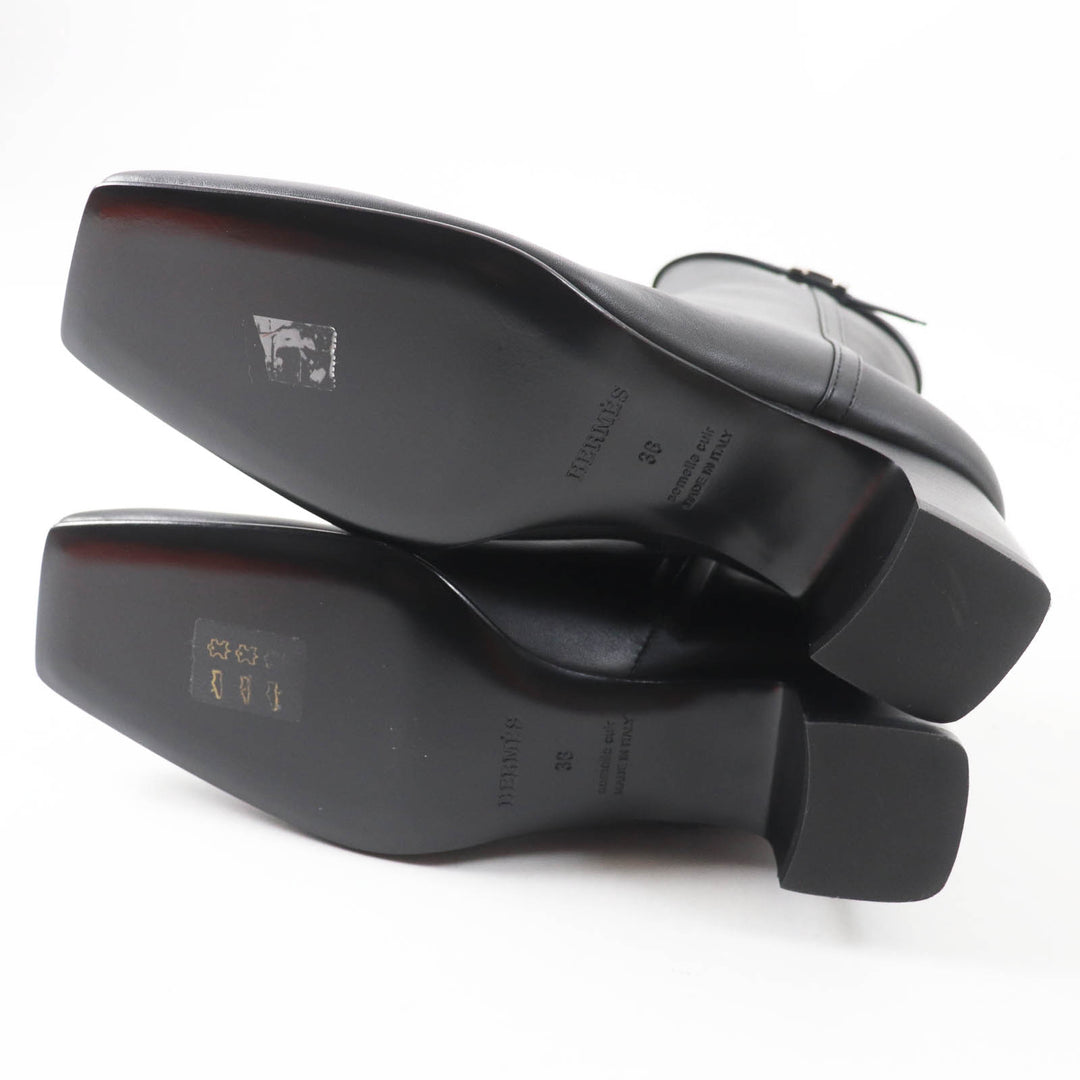 Pristine HERMES short boots Oh Mage H buckle black leather Women 36