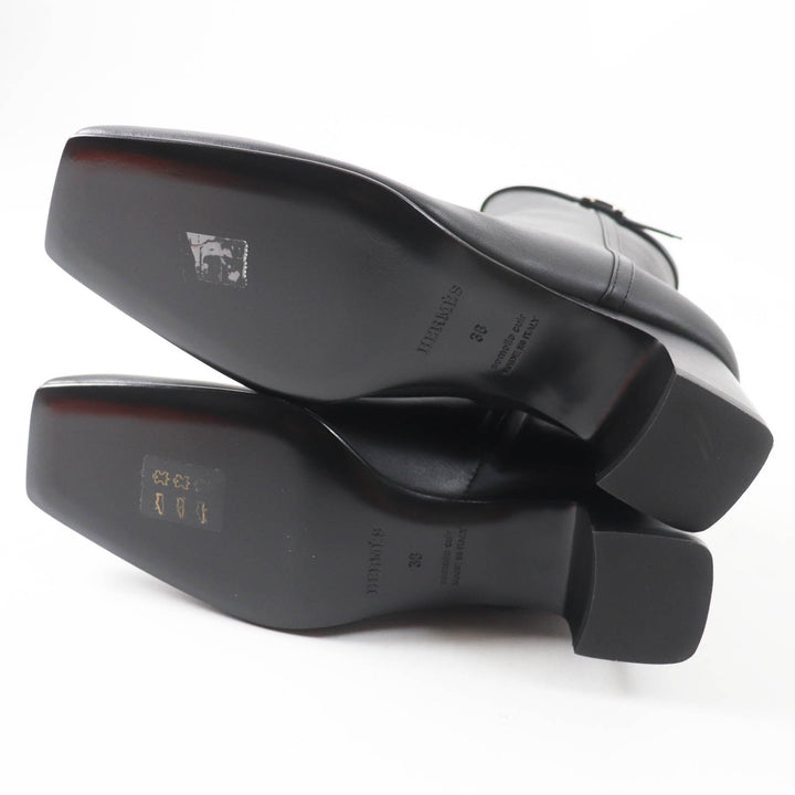 Pristine HERMES short boots Oh Mage H buckle black leather Women 36