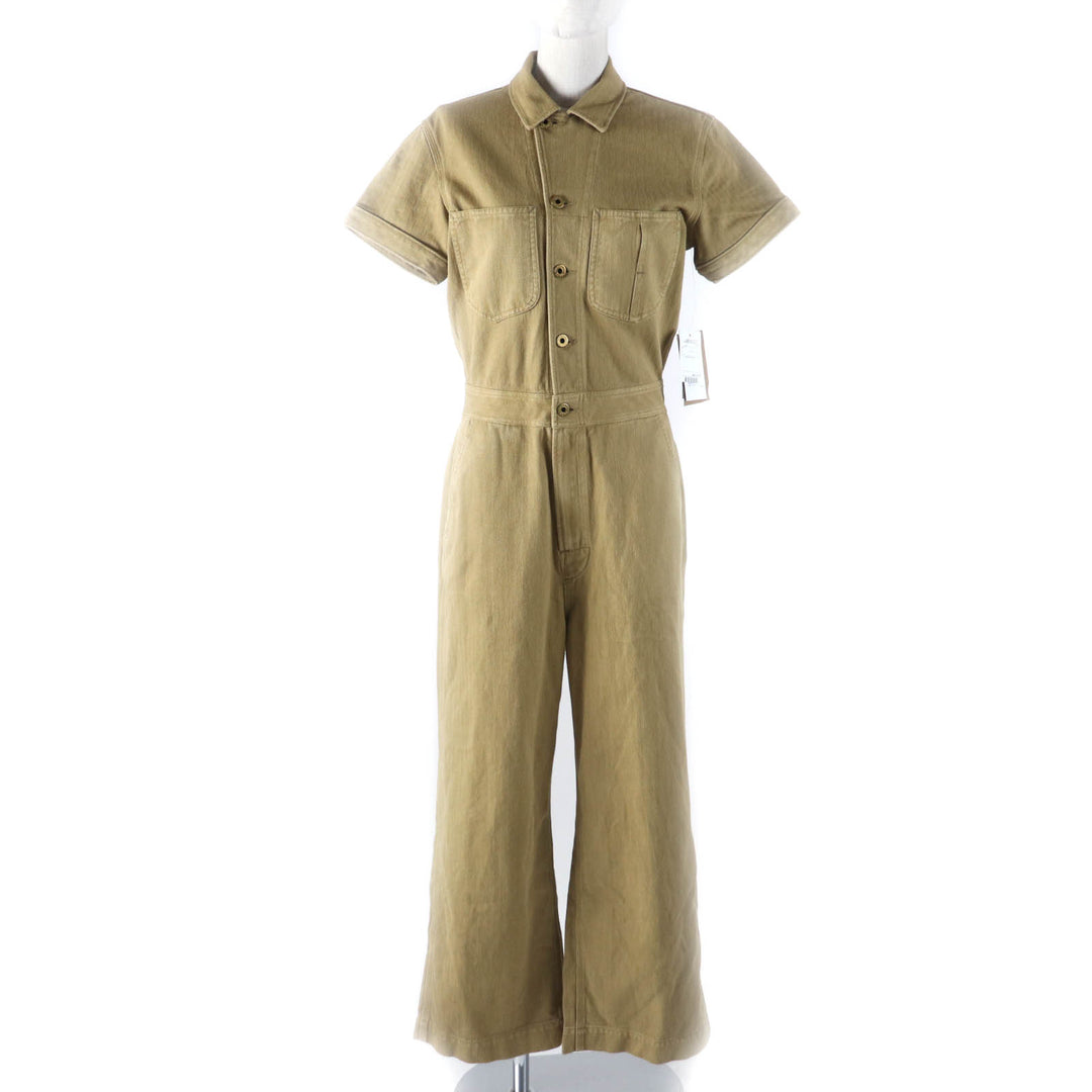 Pristine RRL overalls Herringbone Pattern Short Sleeve Jumpsuit All-in-one beige cotton Women 2