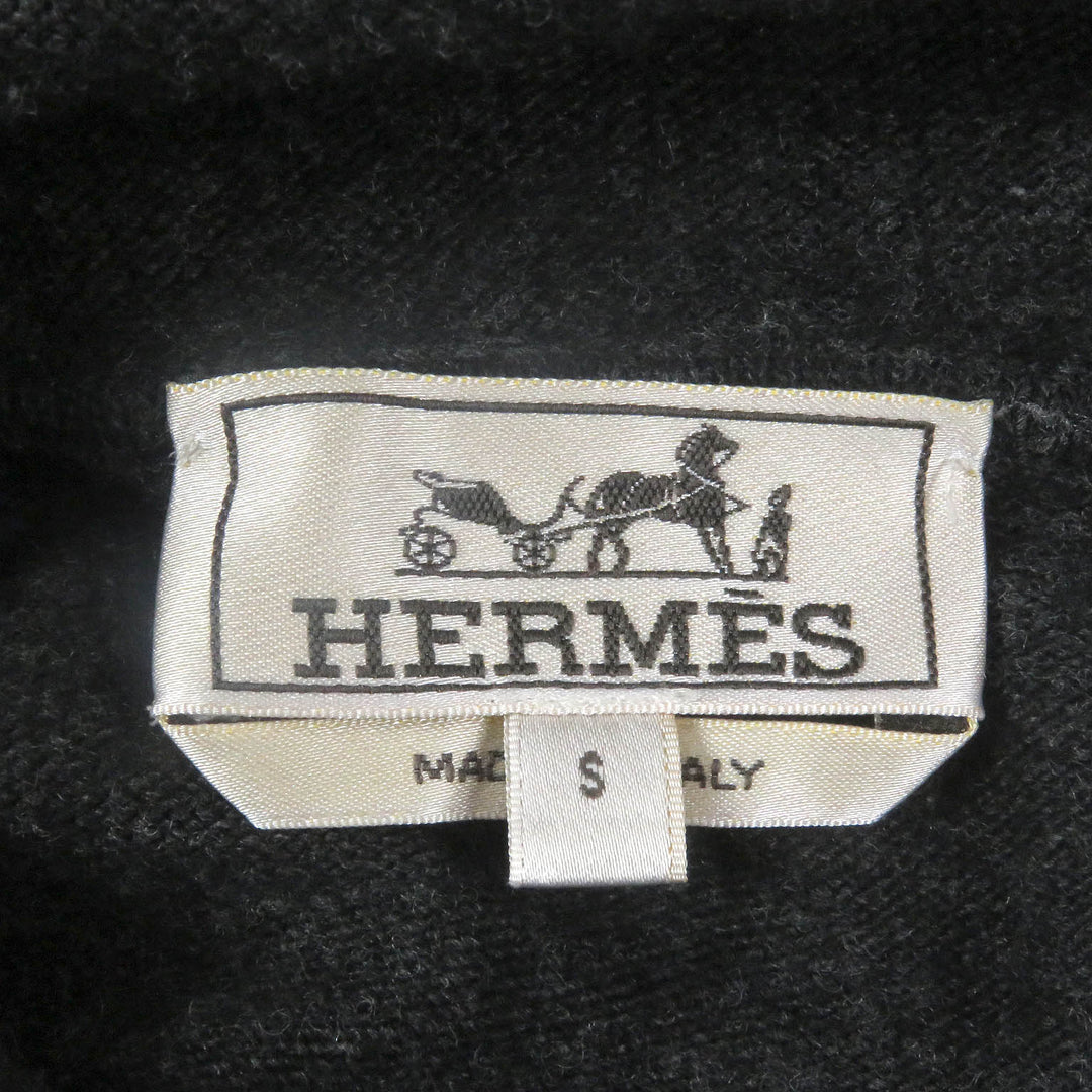 Great HERMES Parker H logo pullover hoodie knit Dark gray wool mens S
