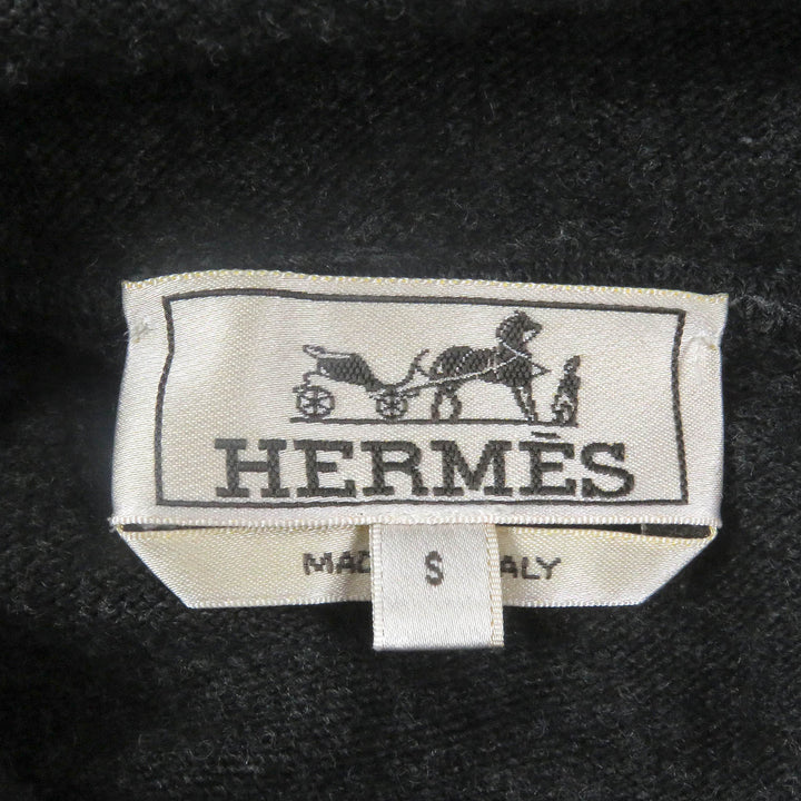 Great HERMES Parker H logo pullover hoodie knit Dark gray wool mens S