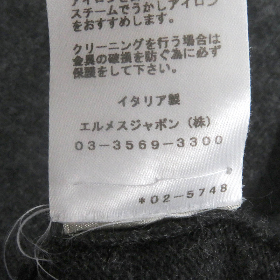 Great HERMES Parker H logo pullover hoodie knit Dark gray wool mens S