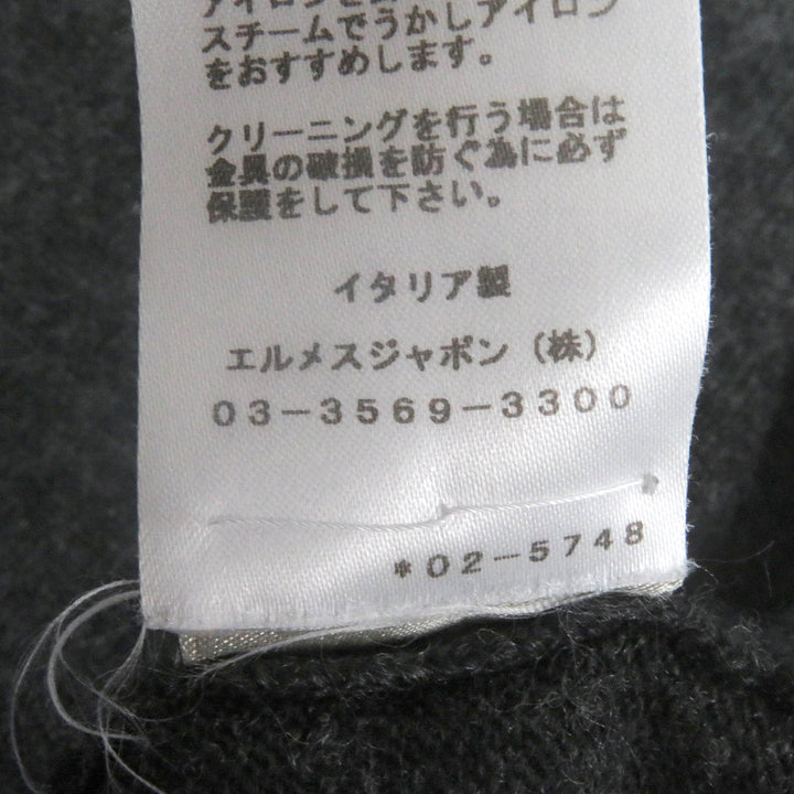 Great HERMES Parker H logo pullover hoodie knit Dark gray wool mens S