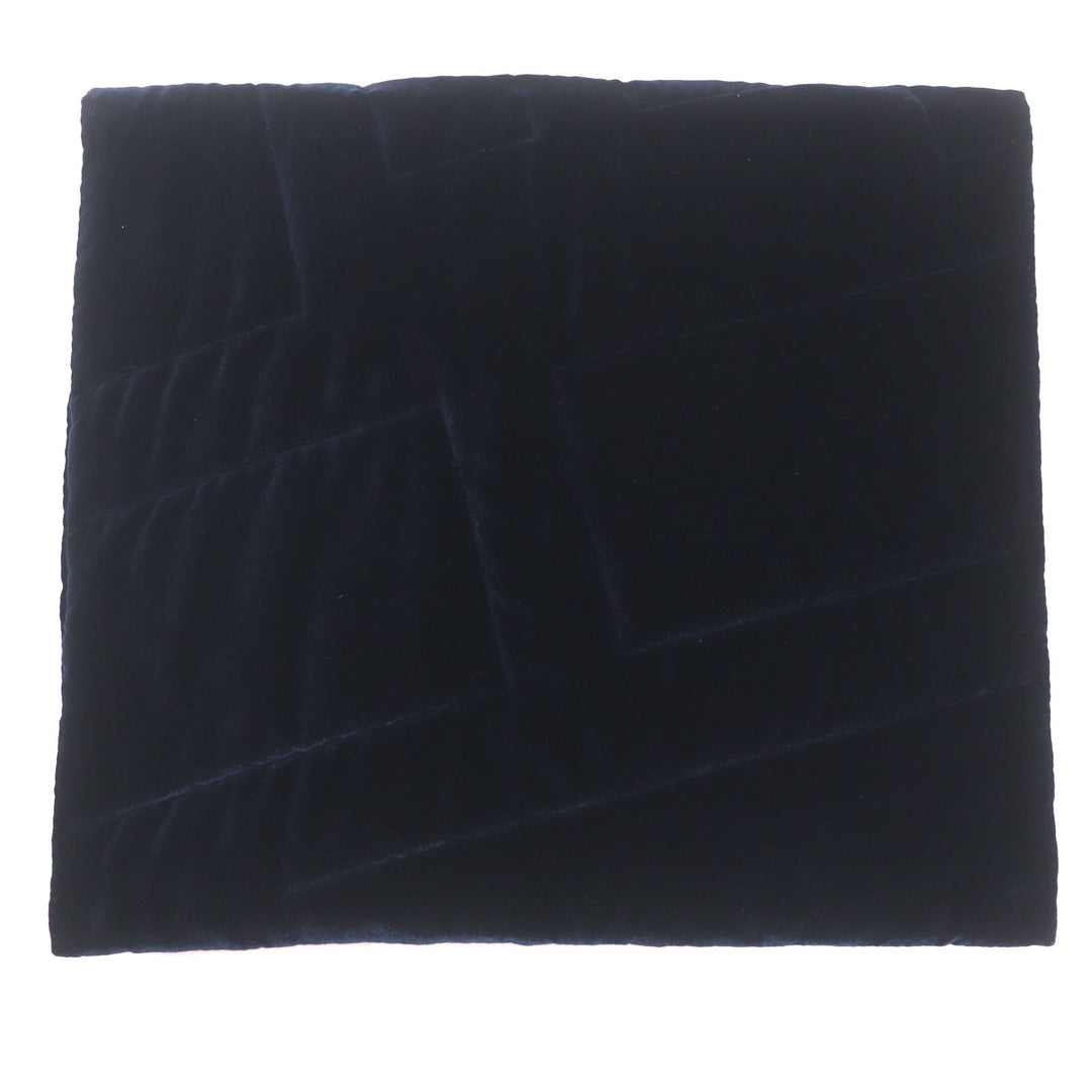Excellent HERMES shawl Velour logo quilted padded large scarf blanket Navy silk mens