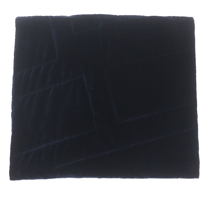 Excellent HERMES shawl Velour logo quilted padded large scarf blanket Navy silk mens