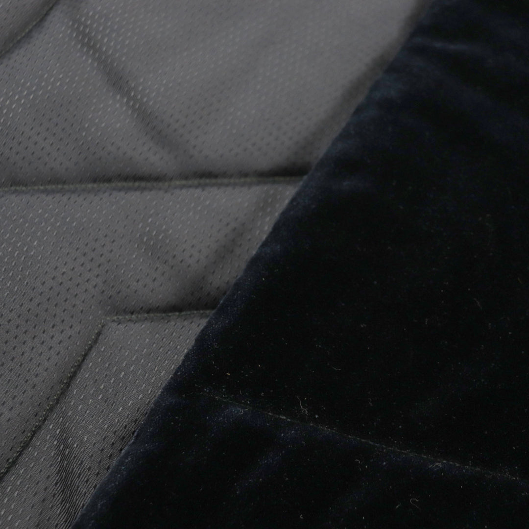 Excellent HERMES shawl Velour logo quilted padded large scarf blanket Navy silk