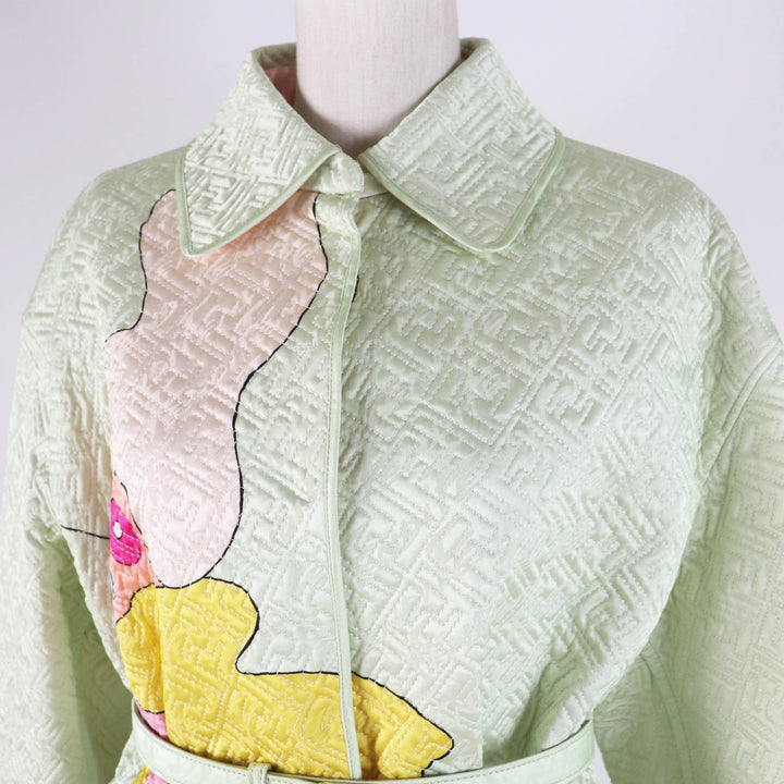 Pristine FENDI Jacket by Kim Jones Hairdo Girls Belted FF logo silk Women 38 FJ7264