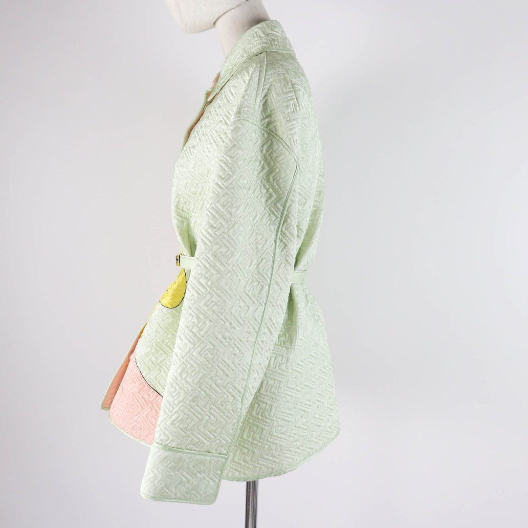 Pristine FENDI Jacket by Kim Jones Hairdo Girls Belted FF logo silk 38 FJ7264