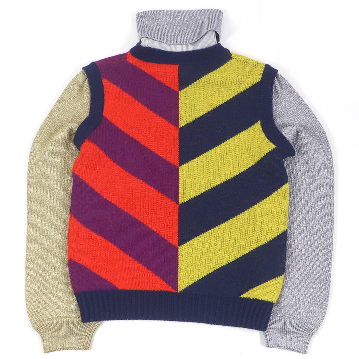 Excellent GUCCI sweater GG logo jacquard turtleneck multicolor mens S 724770