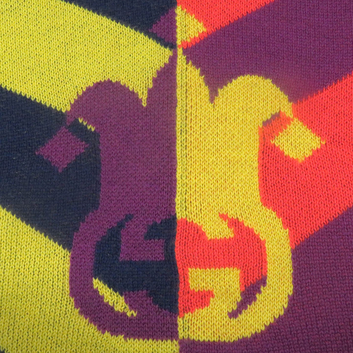 Excellent GUCCI sweater GG logo jacquard turtleneck multicolor mens S 724770