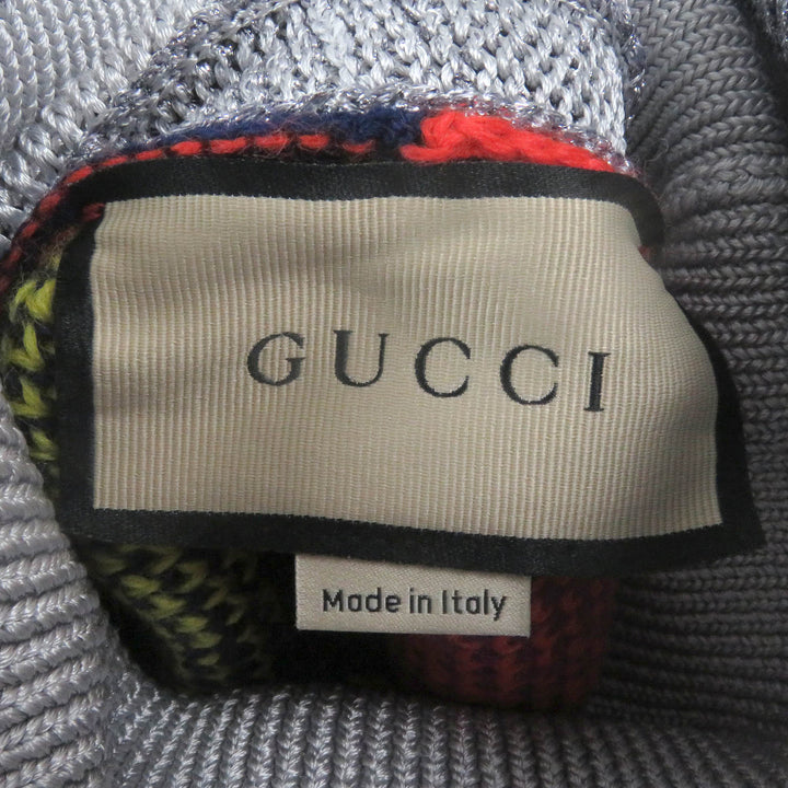 Excellent GUCCI sweater GG logo jacquard turtleneck multicolor mens S 724770