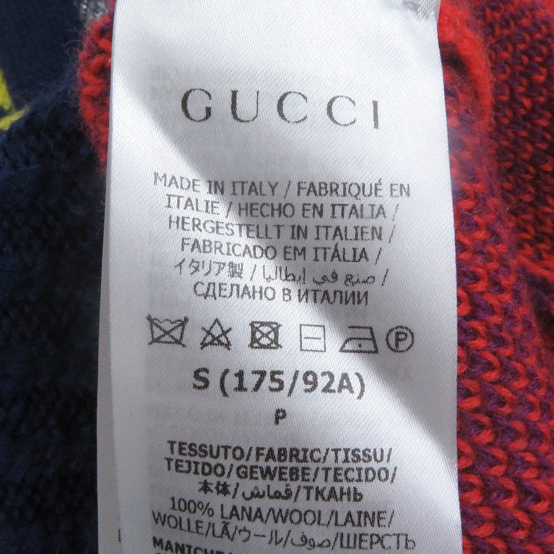 Excellent GUCCI sweater GG logo jacquard turtleneck multicolor mens S 724770
