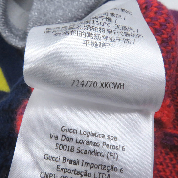 Excellent GUCCI sweater GG logo jacquard turtleneck multicolor mens S 724770