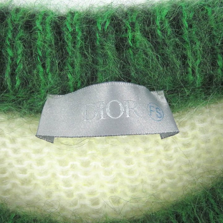 Excellent DIOR Peter Doig sweater animal yellow-green mohair mens S 143M645CT273