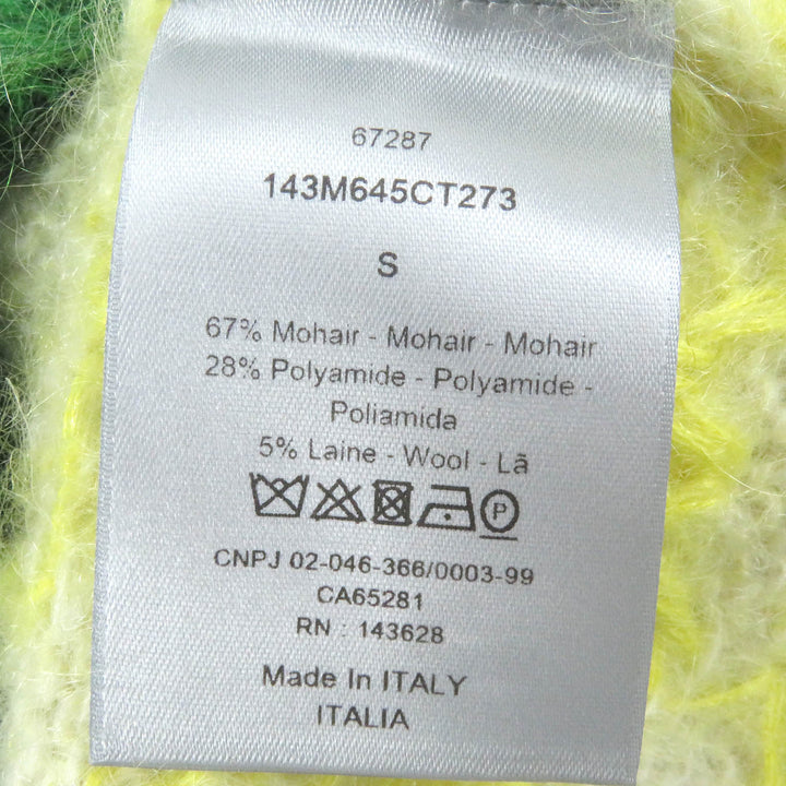 Excellent DIOR Peter Doig sweater animal yellow-green mohair mens S 143M645CT273