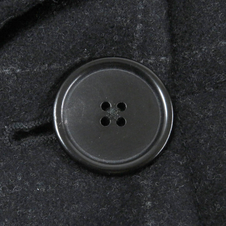 Excellent HERMES Chester coat Check Pattern Double Breasted Padded Navy wool mens 48