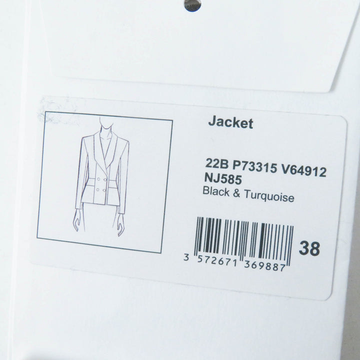 Excellent CHANEL tailored jacket Pre-Collection Look47 black turquoise Women 38 22B P73315