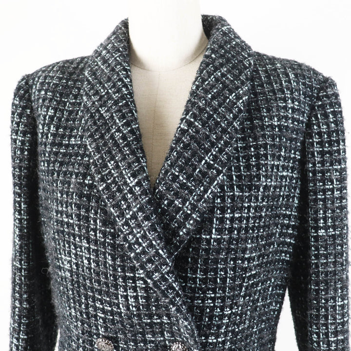 Excellent CHANEL tailored jacket Pre-Collection Look47 black turquoise Women 38 22B P73315