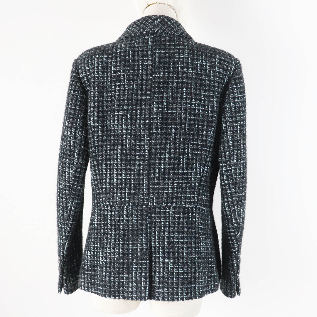 Excellent CHANEL tailored jacket Pre-Collection Look47 black turquoise Women 38 22B P73315