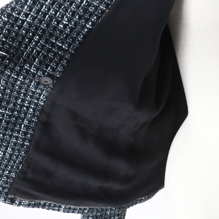 Excellent CHANEL tailored jacket Pre-Collection Look47 black turquoise Women 38 22B P73315