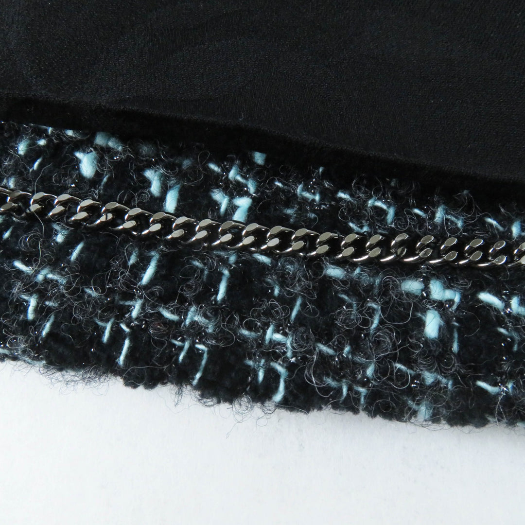 Excellent CHANEL tailored jacket Pre-Collection Look47 black turquoise Women 38 22B P73315