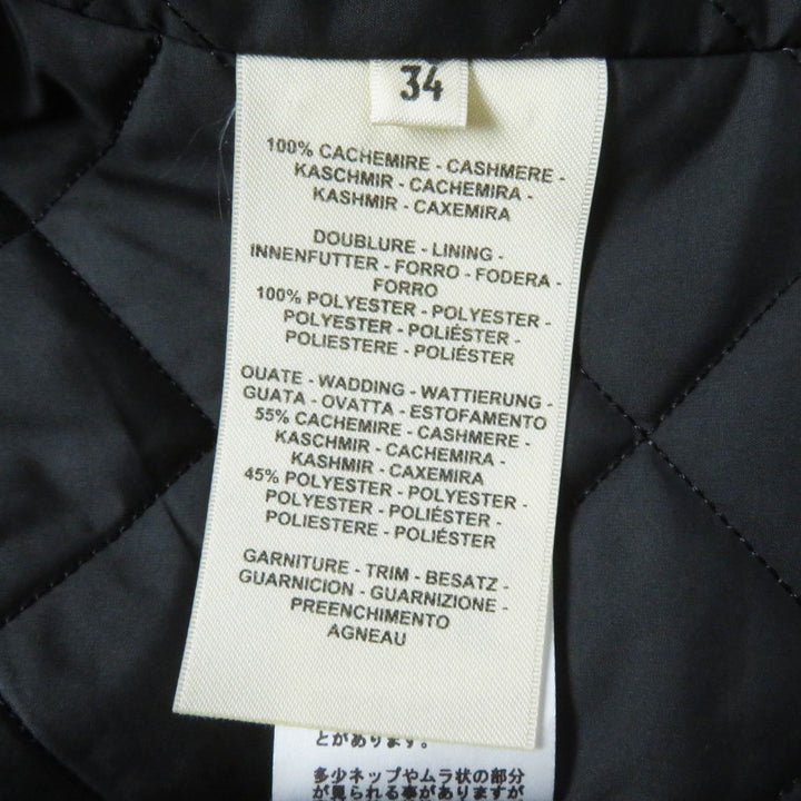 Excellent HERMES Jacket Medor Metal Padded black cashmere Women 34 3H0208DW