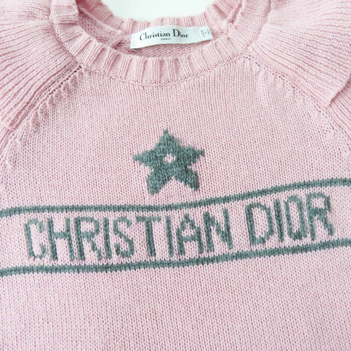 Excellent Christian Dior knit Ruffles Short Sleeves cashmere Women 38 344S13BM003