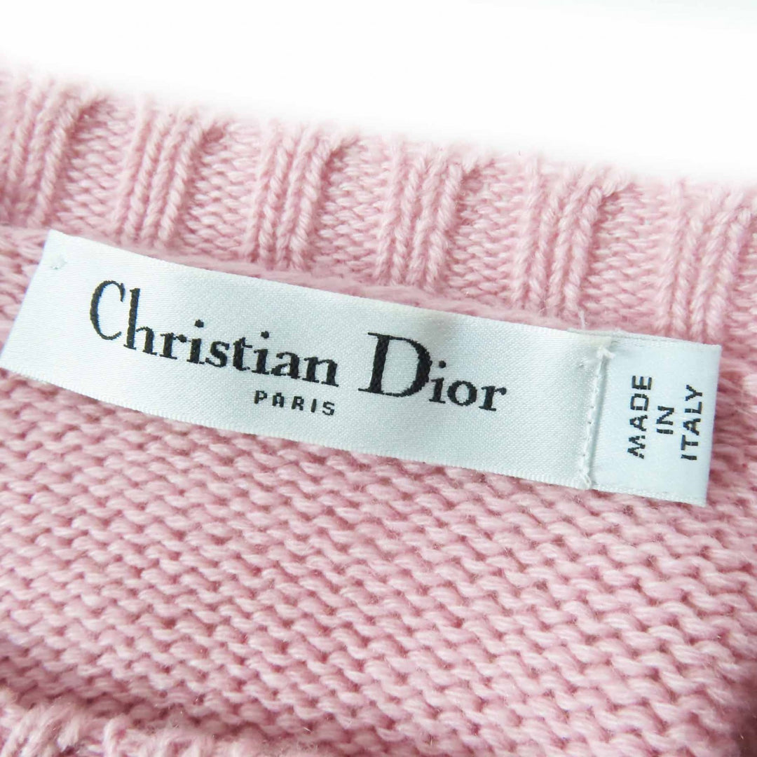 Excellent Christian Dior knit Ruffles Short Sleeves cashmere Women 38 344S13BM003