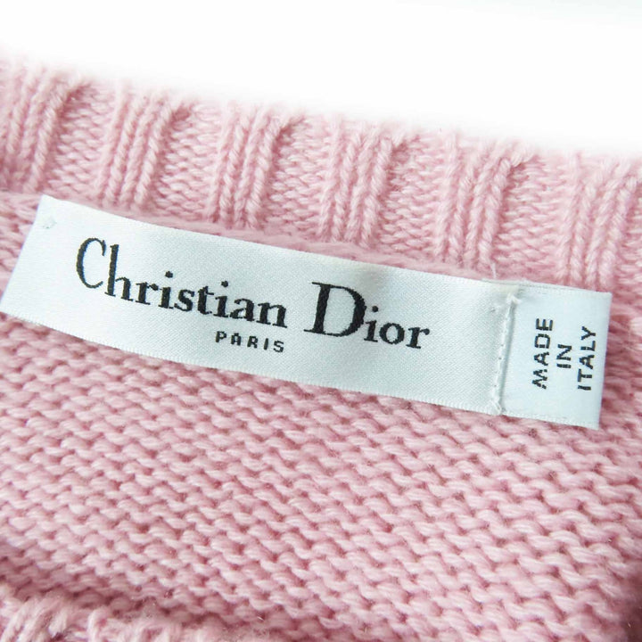 Excellent Christian Dior knit Ruffles Short Sleeves cashmere Women 38 344S13BM003