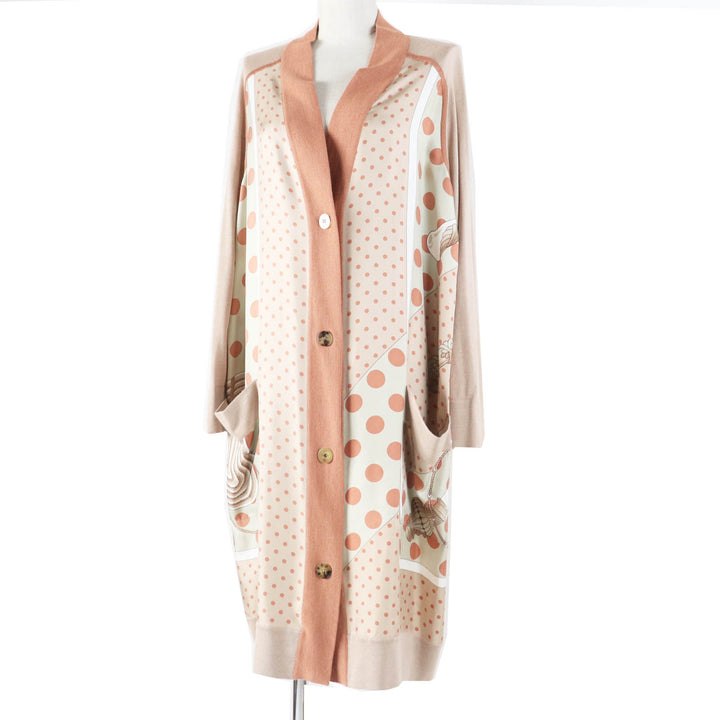 Pristine HERMES cardigan Clic Clac a Pois Long sleeve twill jacket Multi silk Women 38