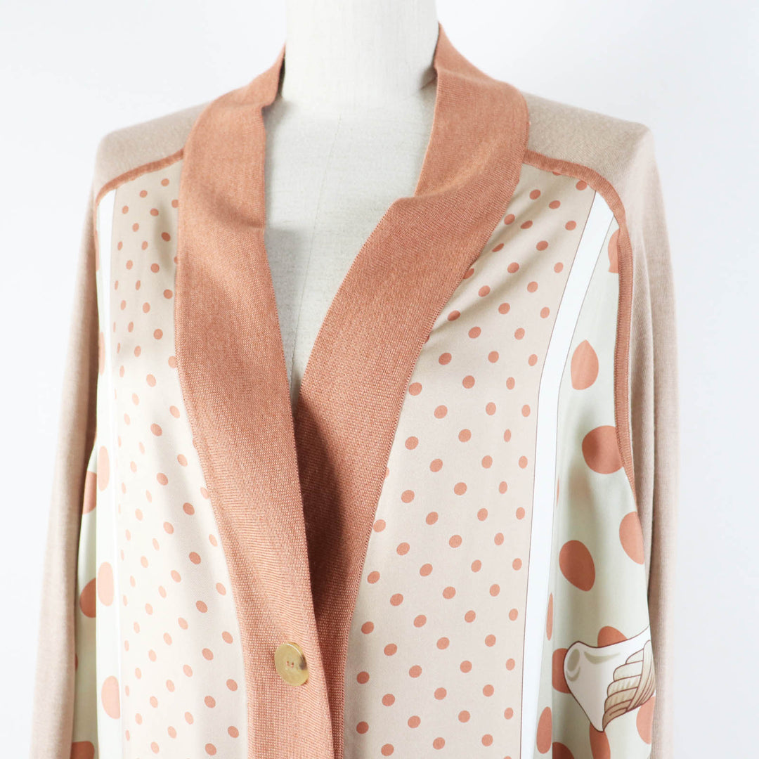 Pristine HERMES cardigan Clic Clac a Pois Long sleeve twill jacket Multi silk Women 38