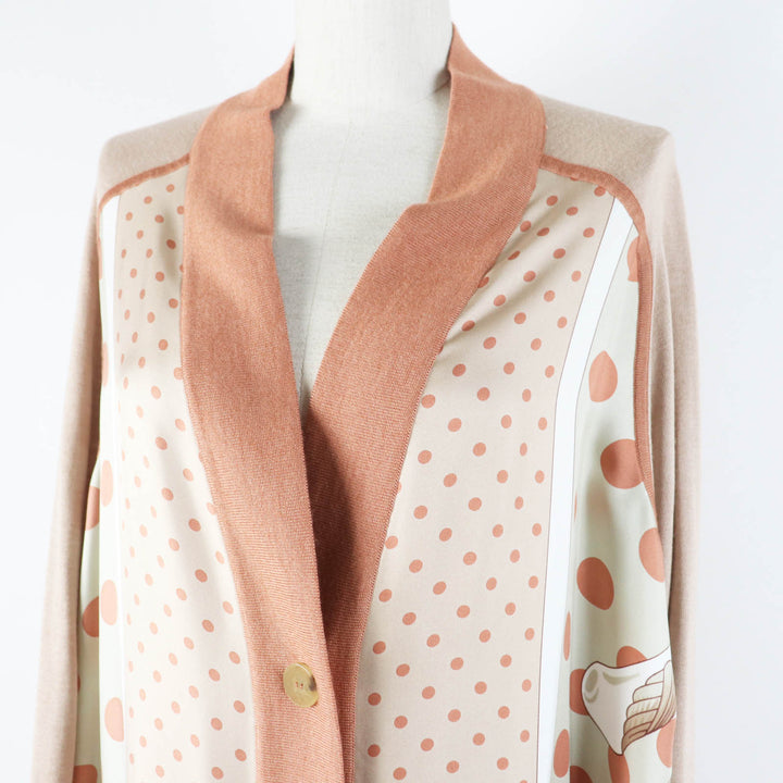 Pristine HERMES cardigan Clic Clac a Pois Long sleeve twill jacket Multi silk Women 38