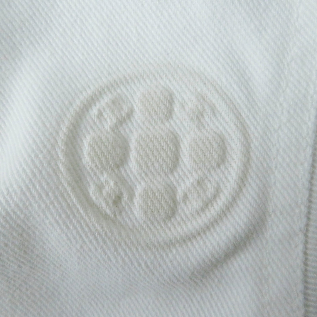 Excellent CHANEL Denim Jacket COCO Mark button, camellia embossed, white Women 36 P70204