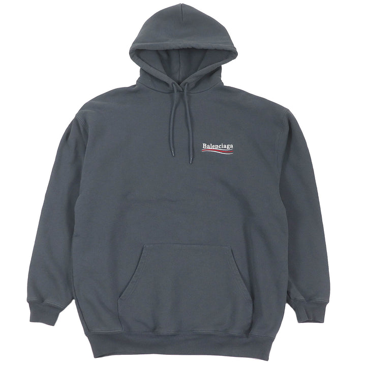 Great BALENCIAGA hoodie Campaign logo embroidery gray cotton mens S 578135