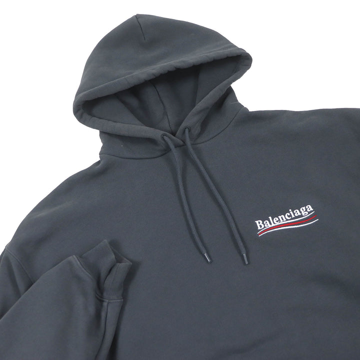 Great BALENCIAGA hoodie Campaign logo embroidery gray cotton mens S 578135